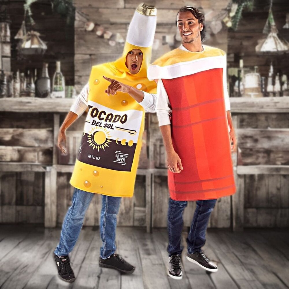 Hauntlook Couples Halloween Costume Beer Bottle & Red Pong Cup Unisex One Size